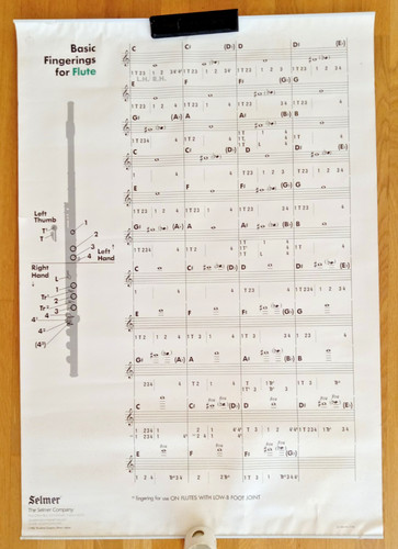 Large selmer fingering chart - large,